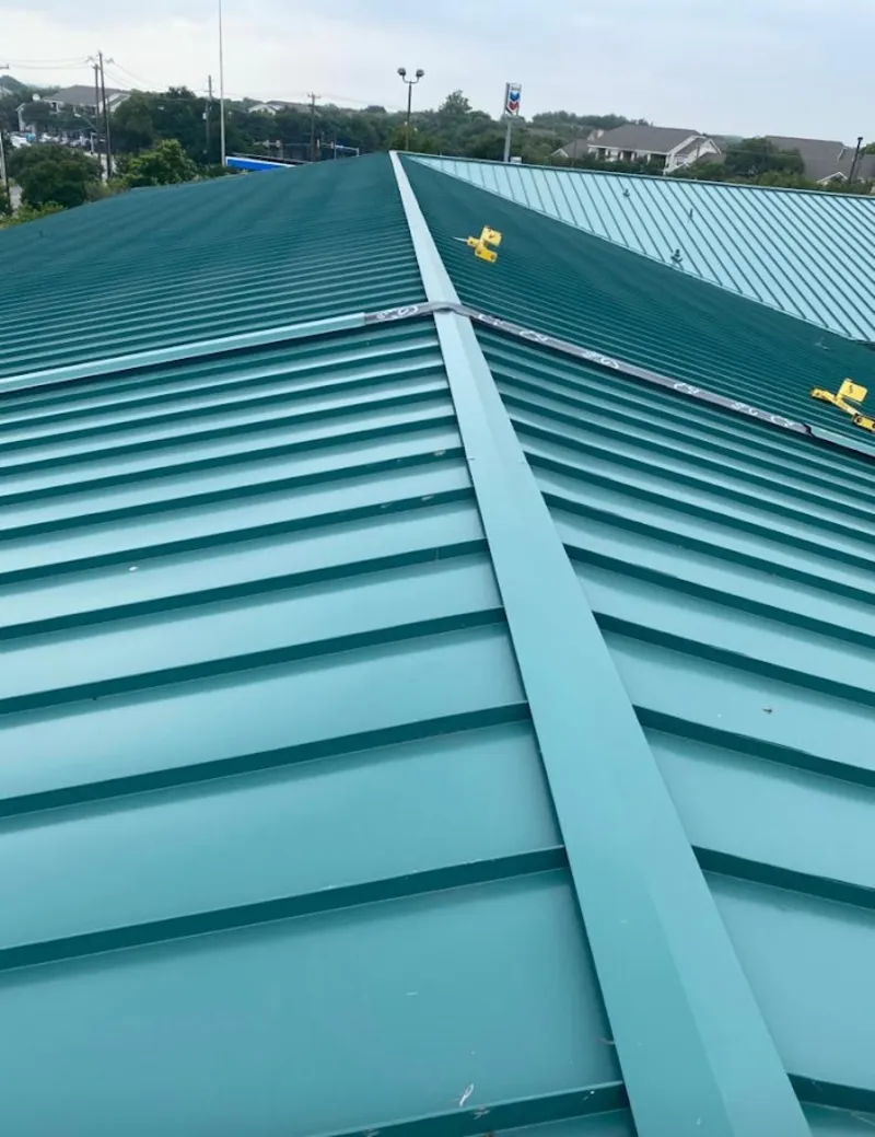 Green commercial metal roof ridge and valley for Metal Roof Repair in Mauldin